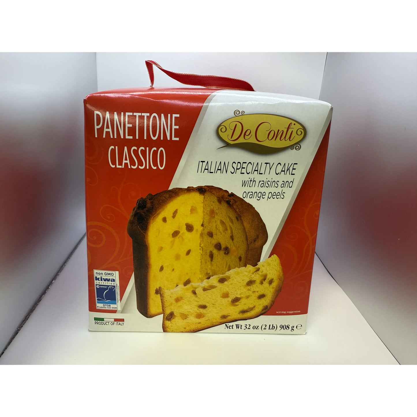 De Conti Panettone Classico 2LB Italian Specialty Cake with Raisins & Orange Peels