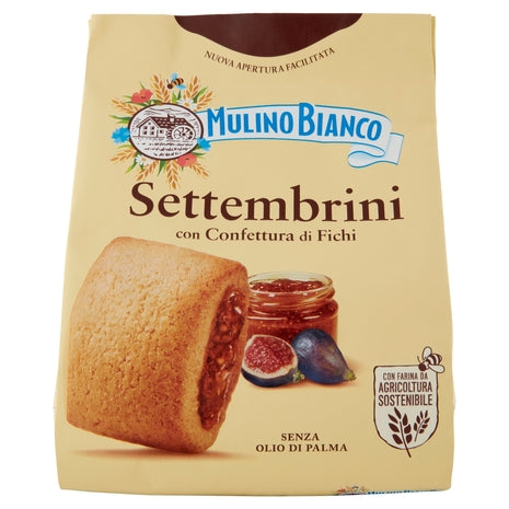 Mulino Bianco Settembrini Shortbread Cookies with Fig Jam, Breakfast Rich in Taste, 300 g