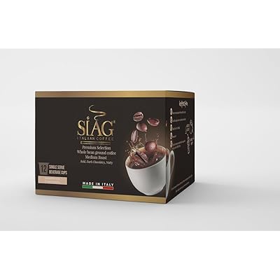 Siag Italian Coffee K-Cups 12 Single Serve Beverage Cups Medium Roast