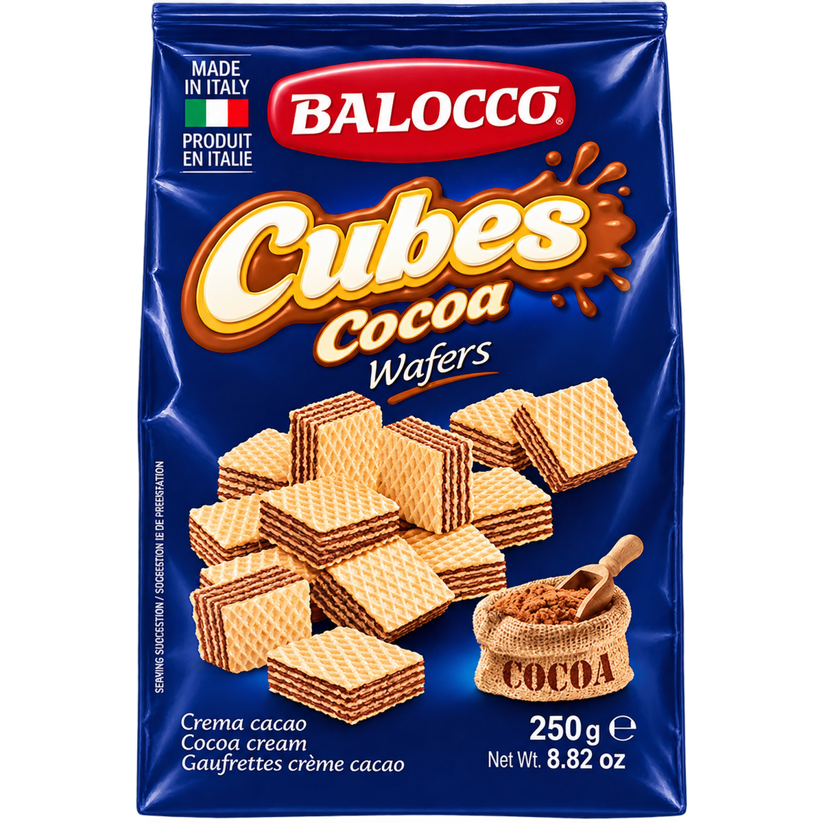 Balocco Cubes Cocoa Wafers – 250 g
