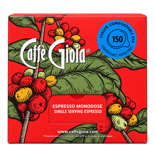 Caffè Gioia Single Serving Espresso – 150 Compostable Paper Pods