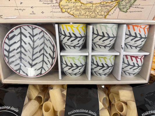 Borella Brand Set of 6 Espresso Cups - Made in Italy - Porcelain
