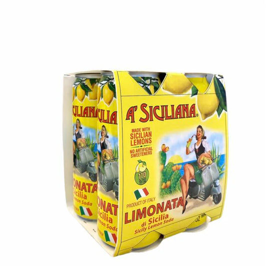 A' Siciliana Sicilian Limonata, Lemon Soda, 4 x 330ML